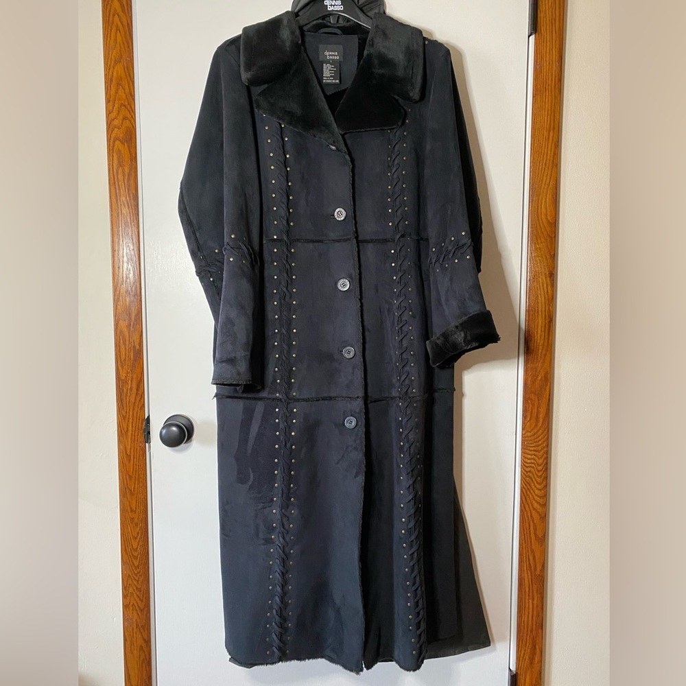 Dennis Basso Black Suede long coat